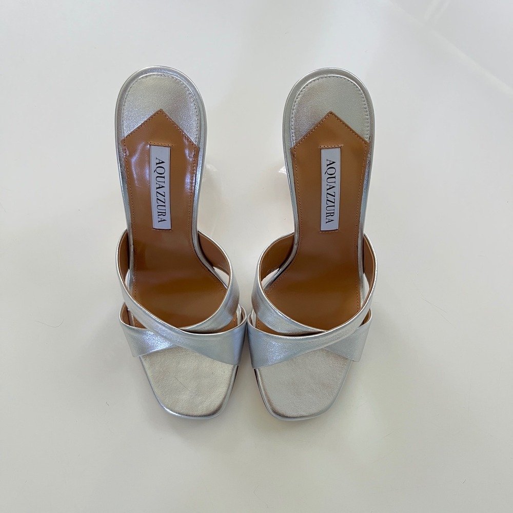 Aquazzura 10th Anniversary Yes Darling 95 Mule in Silver - Picture 3 of 13